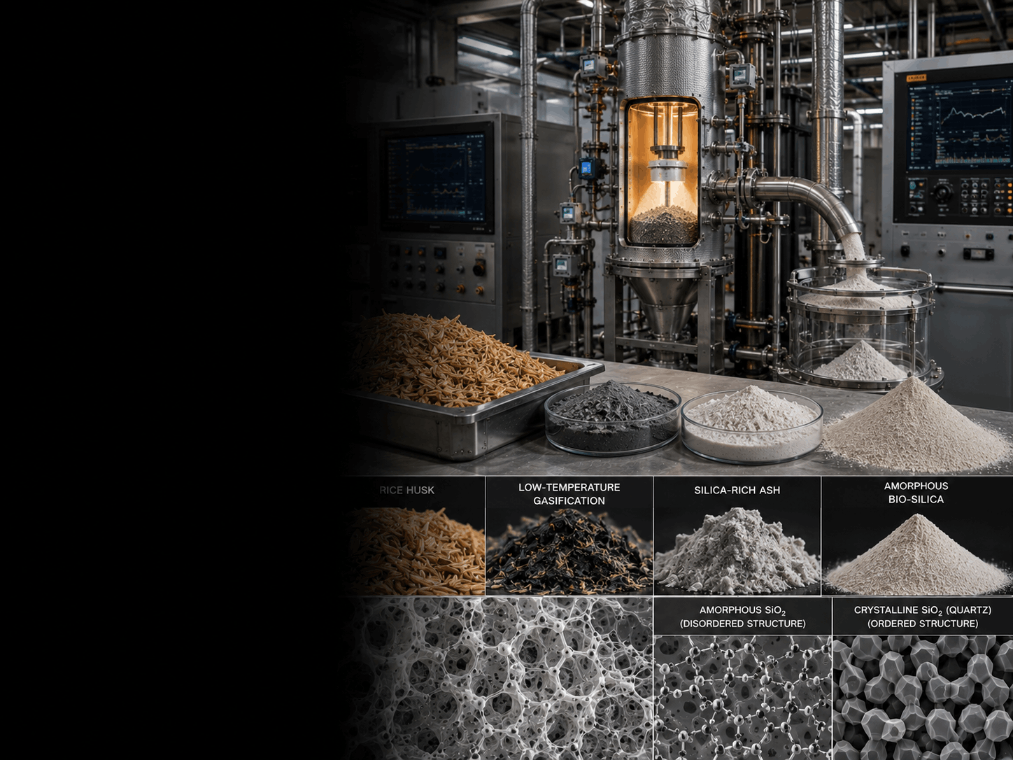 Amorphous bio-silica gasification testing